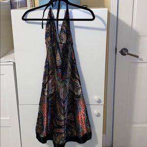 Paisley print silk halter dress